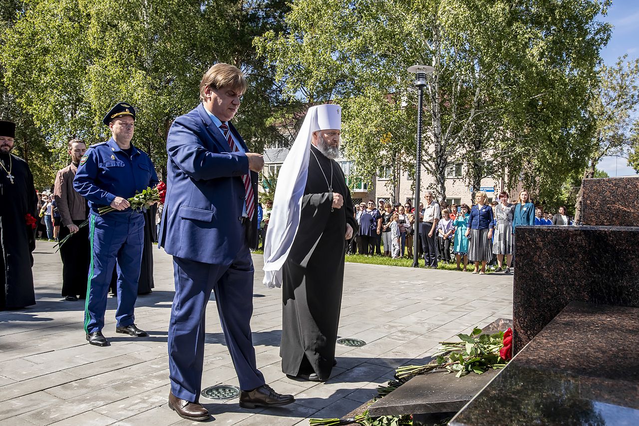 24 августа 2022 г. Участие митрополита в открытии мемориального комплекса погибшим на шахте «Листвяжная» шахтерам и горноспасателям