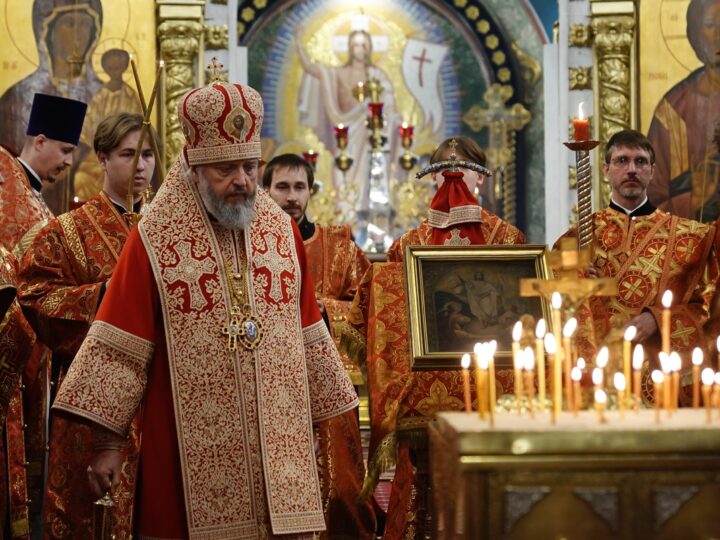 Митрополит Аристарх возглавил богослужения Отдания Пасхи в Знаменском кафедральном соборе Кемерова